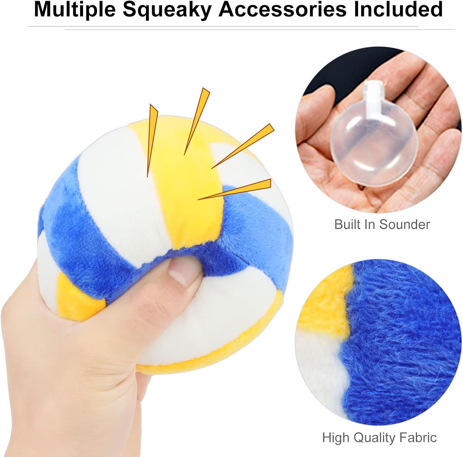 Interactive Dog Balls, 2-pack plush, sound-making toy balls, soccer/volleyball shaped