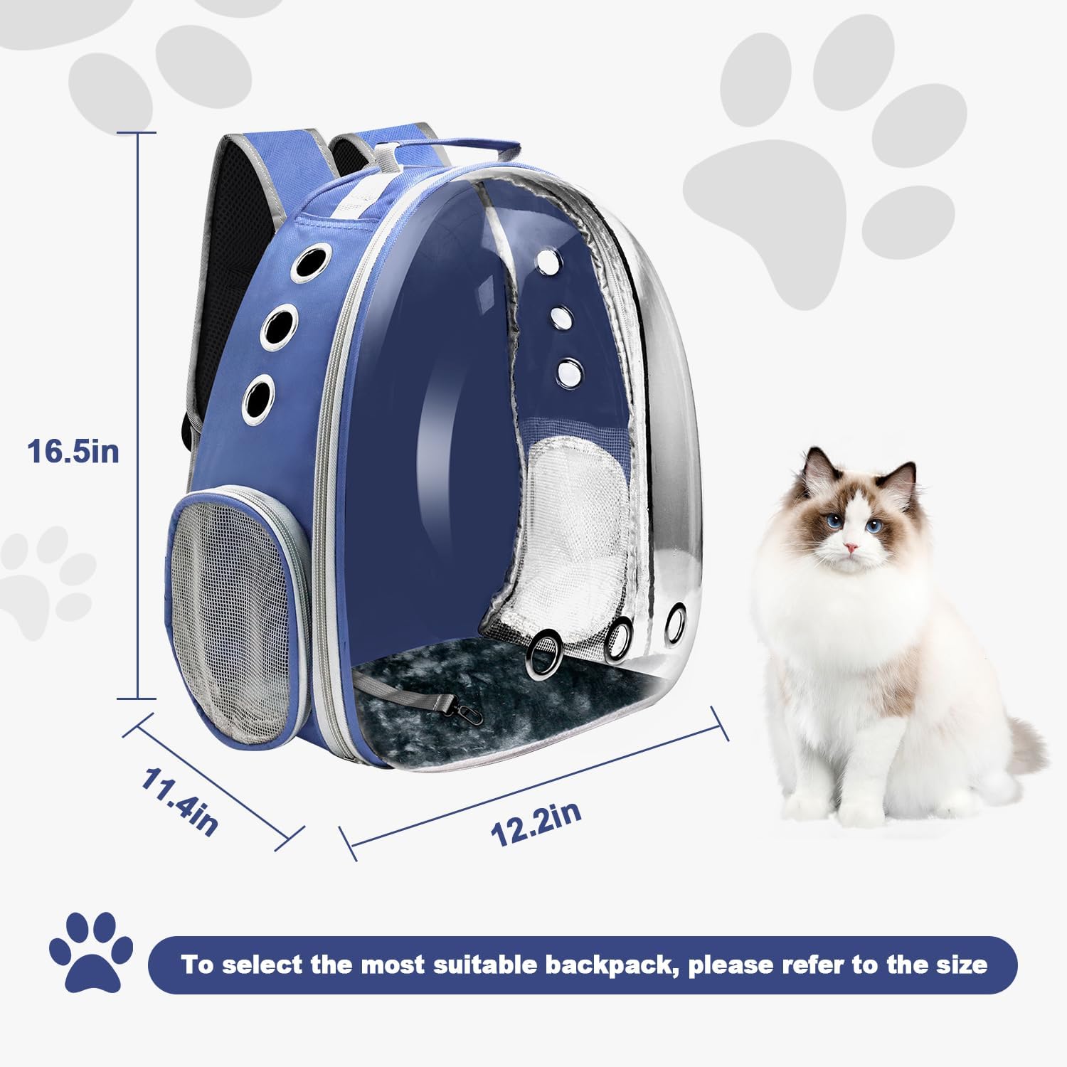 Cat backpack, breathable design, suitable for carrying kittens and puppies